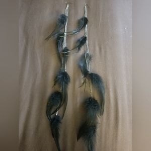 Long black feather earrings